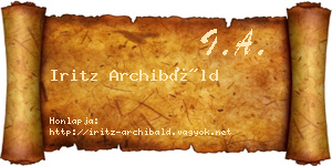 Iritz Archibáld névjegykártya